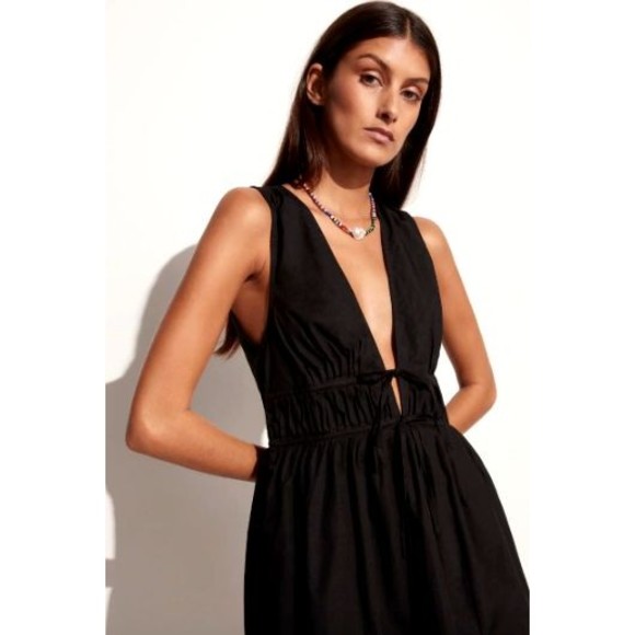 Anthropologie | Dresses | Nwt Anthropologie Faithfull The Brand Korita  Black Vneck Cotton Mini Dress Sz 8 | Poshmark